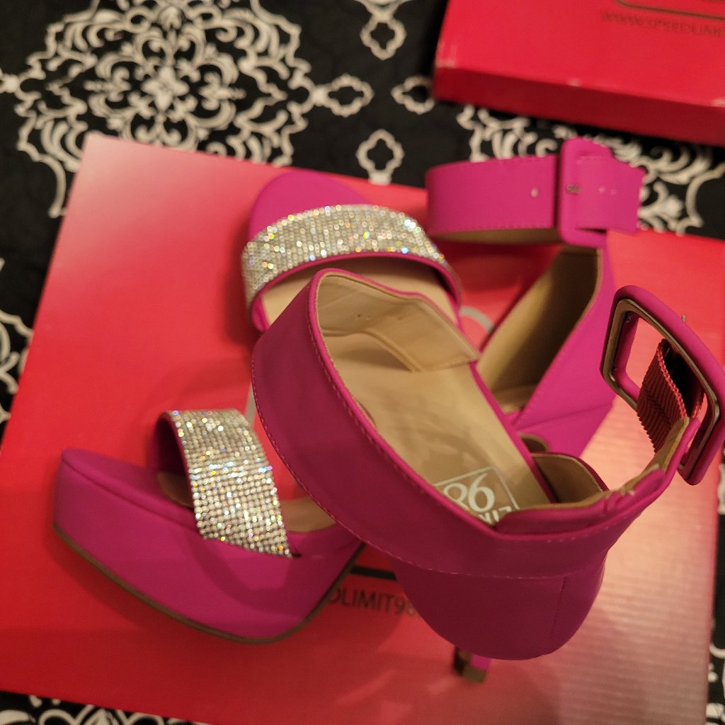 Brand New Speed Limit 98 Rhinestone Encrusted Platform